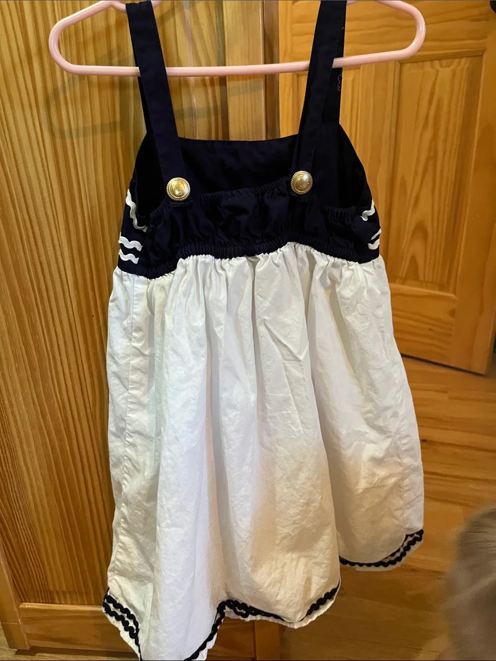 Baby Gap size 5 Navy and White Ruffle-Trim Sundress